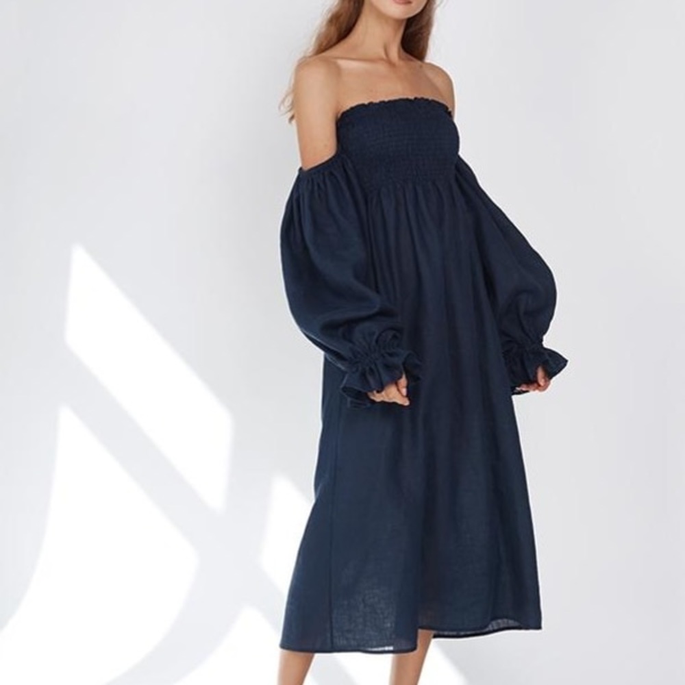 Sleeper Atlanta Linen Dress - Navy - Medium
